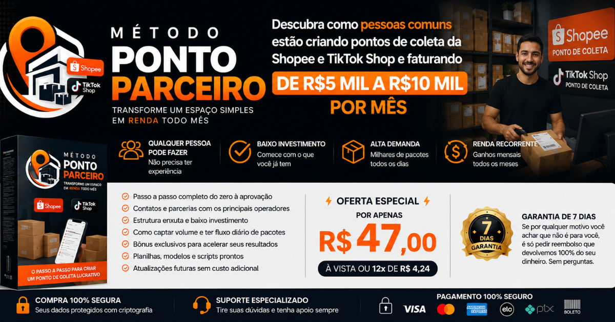 Ponto de coleta organizado para receber e despachar pacotes das principais plataformas